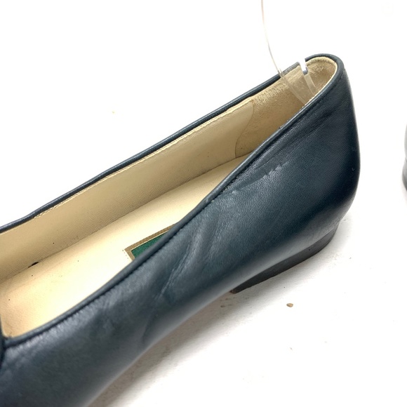 COLE HAAN Navy Blue Leather Upper & Sole Woven Vintage ITALY Flats sz 6.5/ 7 - Picture 8 of 16